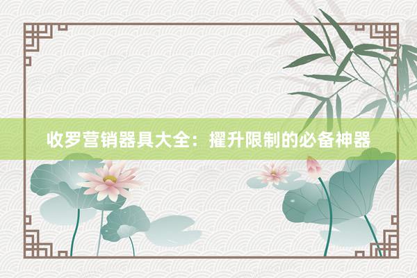 收罗营销器具大全：擢升限制的必备神器